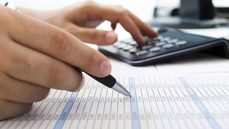 Statutory returns filing service provider at desk preparing documents